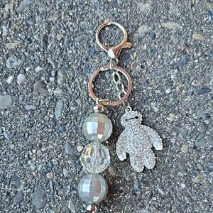 Silver Bear Keychain with Beads